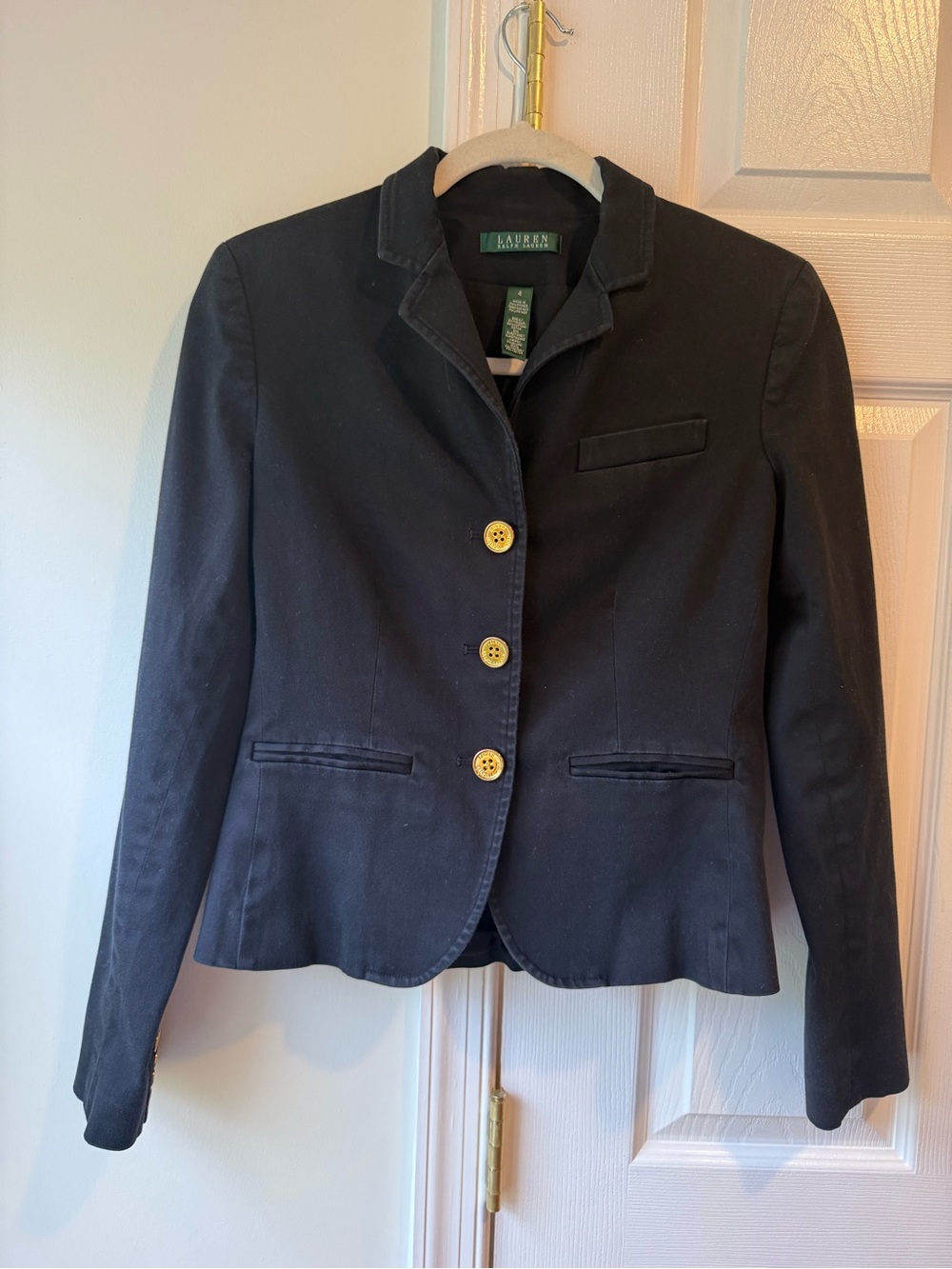 Lauren Ralph Lauren black blazer with gold buttons. Size: 4